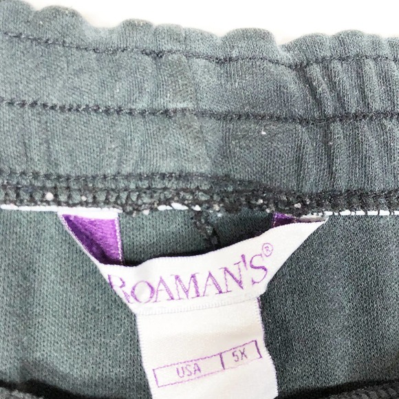 Roamans Plus Sz 5X Capri Pants Black Elastic Waist Pull On Cropped Stretch 1121 - Picture 3 of 4